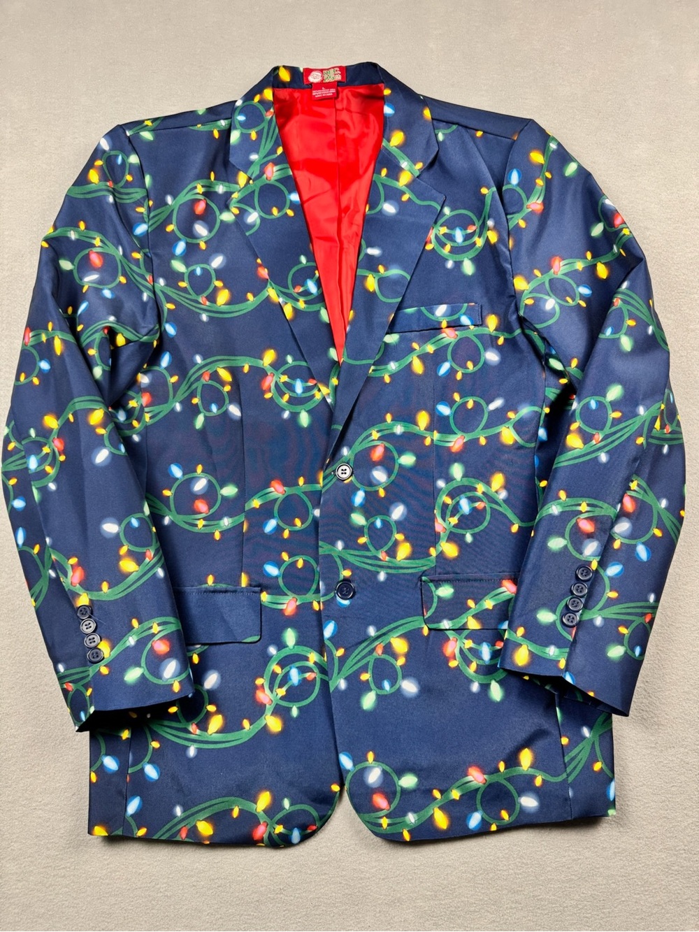 Christmas Lights Blazer Jacket – Dec 25th Navy Blue Holiday Ugly Sweater